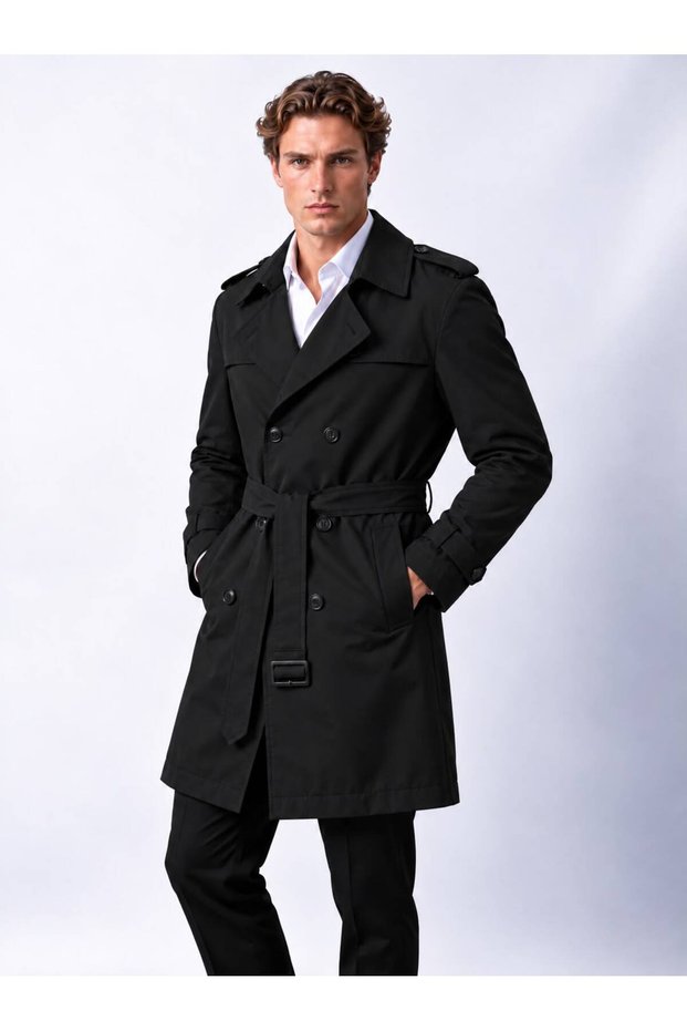 Premium Men's Long Italian Cut Trench Coat