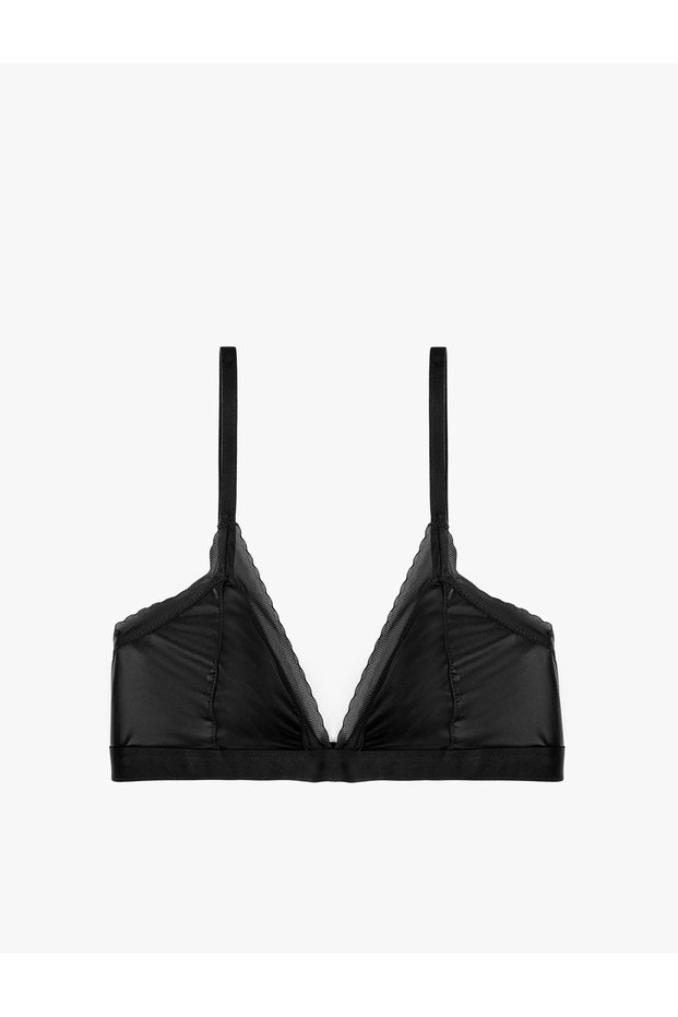 Comfortable Fit, Tulle-Detailed, Non-Wired, Non-Padded Satin Bra.