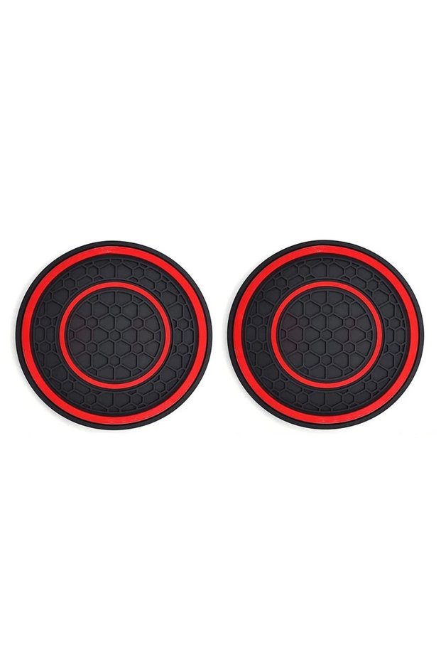 2pcs-red 2Pcs 7cm/2.75inch Car Center Console Anti Slip Pad Easy Clean Dustproof Coaster Pvc Double