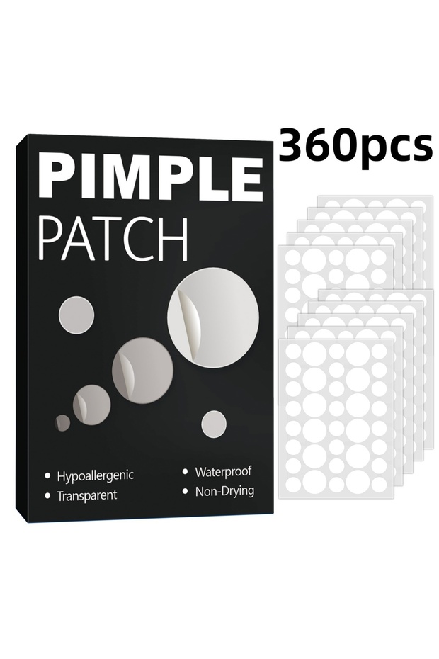 360pcs Clear Invisible Acne Patches for Face – Hydrocolloid Spot Stickers, Oil-Free, Day & Night Use