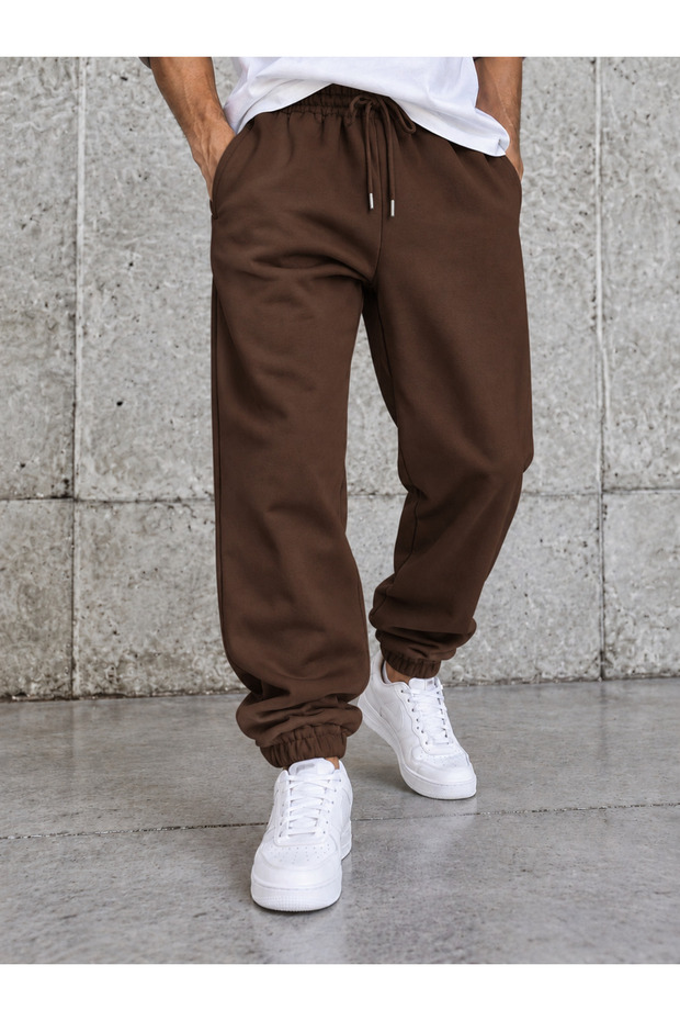 Unisex 3-Thread Oversized Relaxed Fit Elastic Cuff Sweatpants