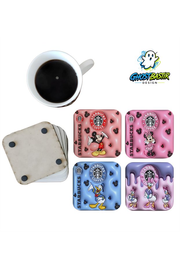 Walt Disney Characters Decorative Wooden Coaster Set 0196