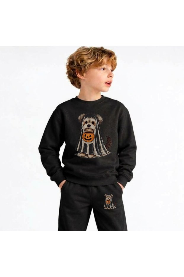 Team Sweatshirt Halloween-Dog Printed Girls Boys Children's Crew Neck
