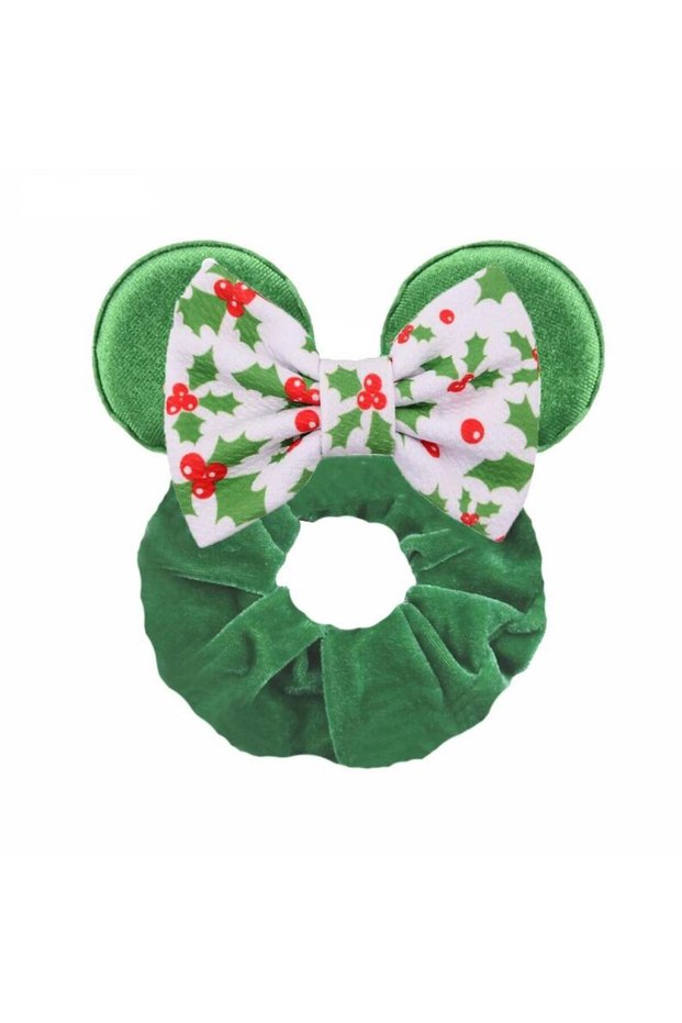 TDRB-C01 1pc New Chic Mickey Mouse Ears Hair Scrunchies Sequins 4" Bows Elastic Headband Women Velve