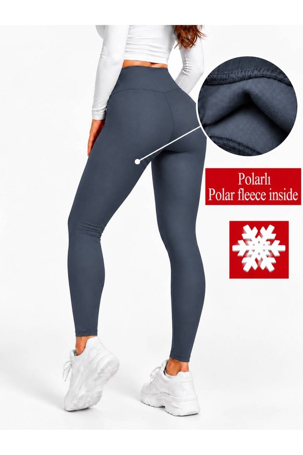 High Black Shiny Winter Fleece-Lined Shaping Leggings