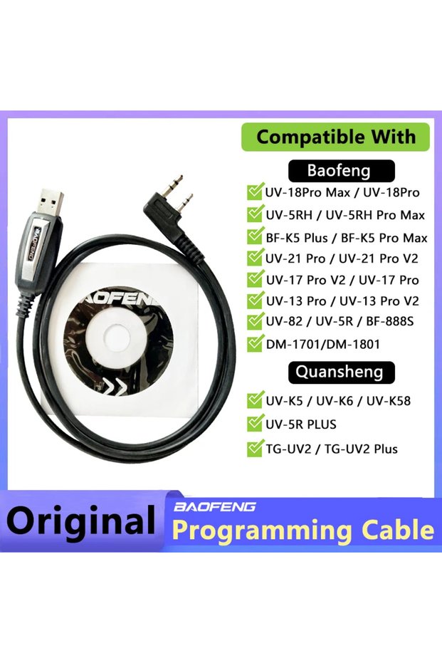 1PCS USB Programming Cable Quansheng UVK5 UVK6 5RPlus 18Pro 13Plus 17Plus V2 Program