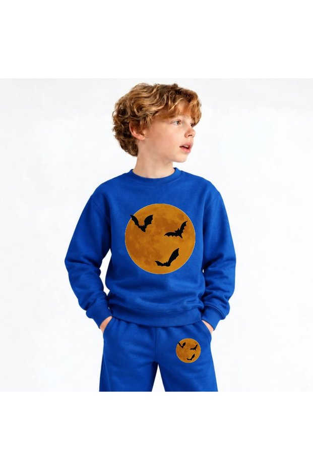 Team Sweatshirt Orange Printed Girls Boys Children's Crew Neck