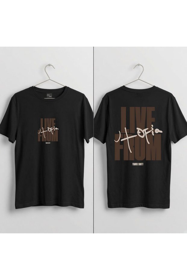 Live Utopia Printed 100% Cotton Crew Neck T-Shirt