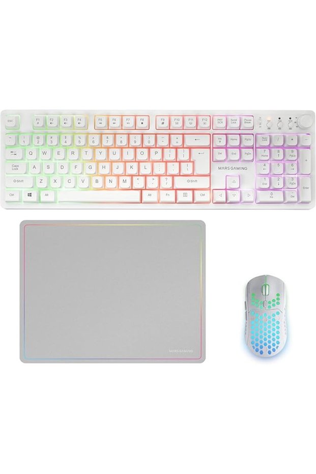 مجموعة لوحة مفاتيح وفأرة RGB، بدقة 3200 نقطة في البوصة، تصميم TKL، تدعم اللغة الإسبانية.