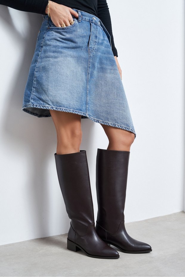 Tetra Coffee Mat Pointed-Toe Women's Low-Heeled Boot