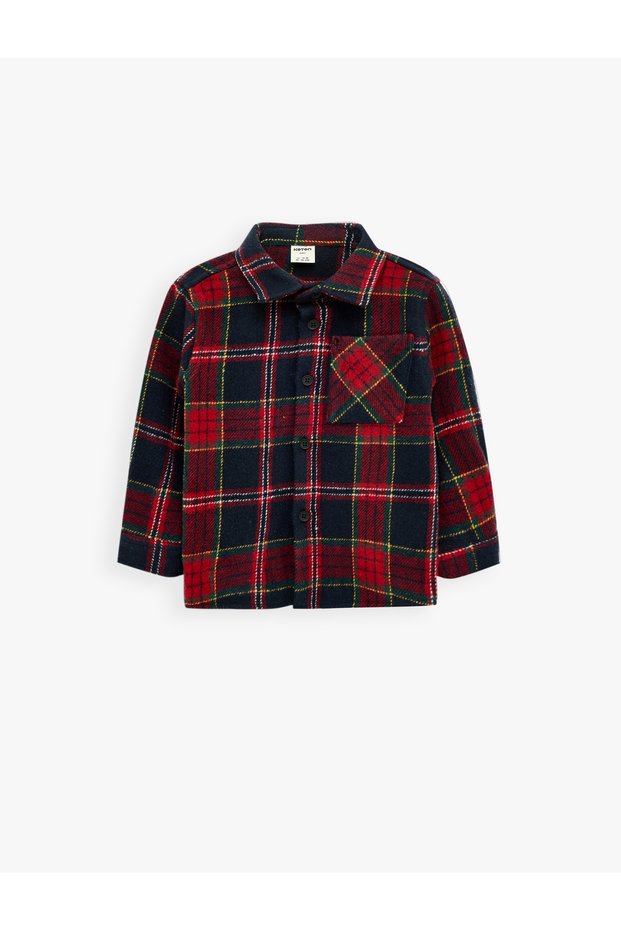 Wool Blend Long-Sleeved Lumberjack Shirt with Pockets and Buttons.