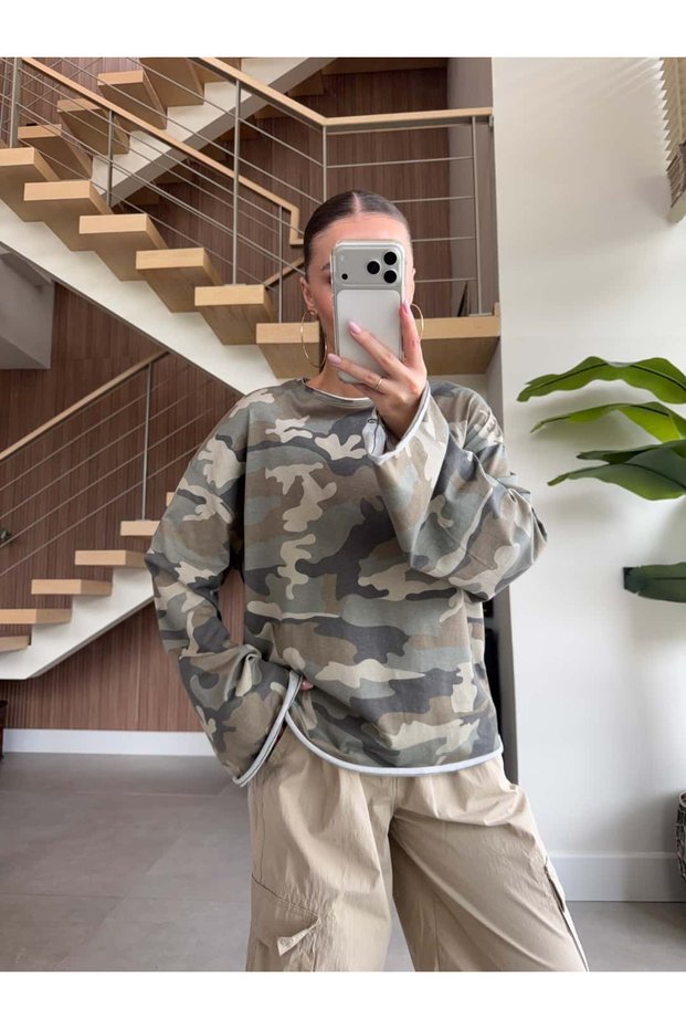Long Sleeve Cycling Collar Camouflage T-Shirt