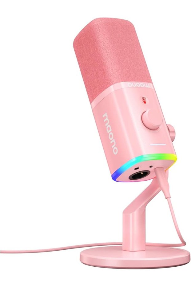 ميكروفون ألعاب XLR/USB مع برنامج، ميكروفون ديناميكي للكمبيوتر مع إضاءة RGB للبث المباشر والبودكاست