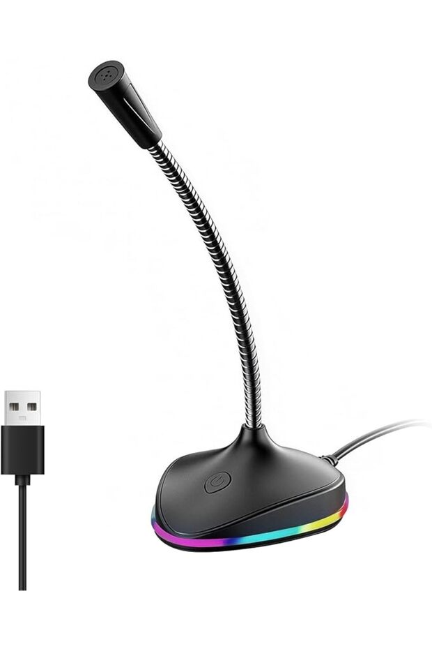 ميكروفون كمبيوتر USB من NPTCL، ميكروفون للكمبيوتر الشخصي مع خاصية إلغاء الضوضاء وإضاءة RGB