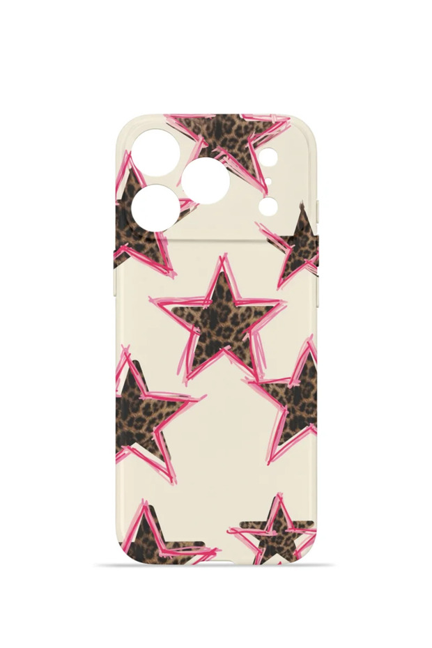 iPhone 18 Pro Max Vorian Mika Camera Protective Case, Pink Leopard Star Design.