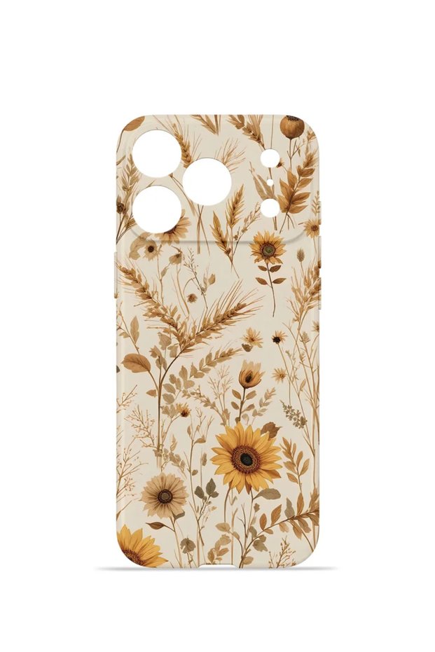 iPhone 18 Pro Vorian Mika Camera Protective Case, Sepia Wildflower Design.