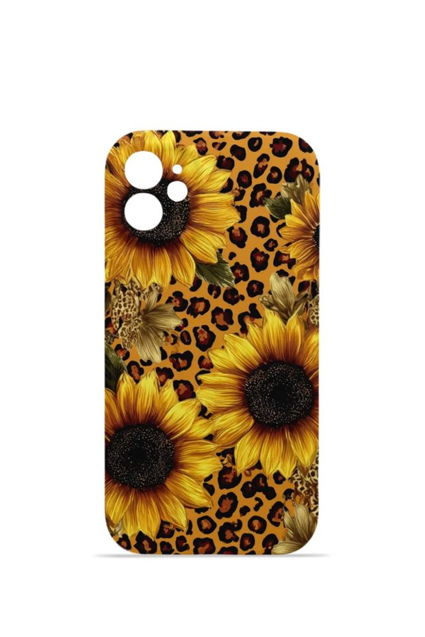 iPhone 12 Vorian Mika Camera Protective Case, Sunflower Leopard Design.