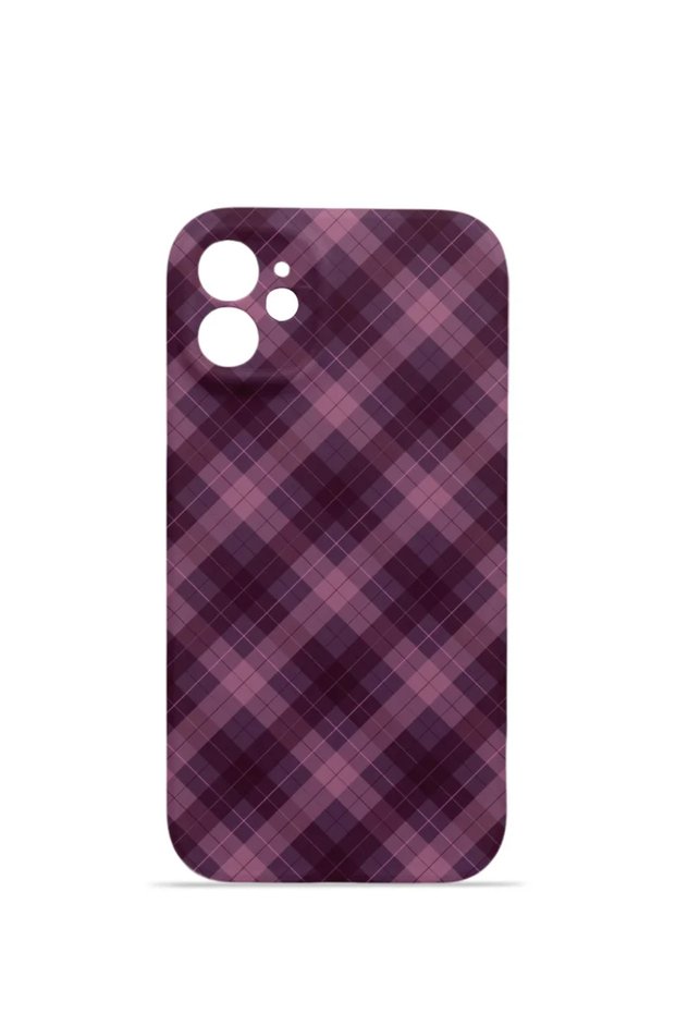 iPhone 12 Vorian Mika Camera Protective Case, Lilac Smoke Plaid.