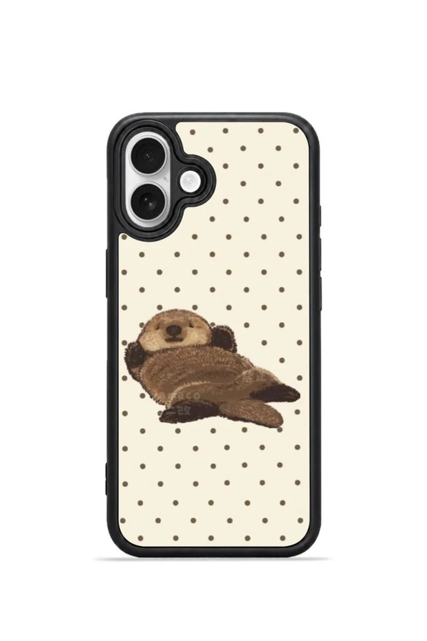 iPhone 16 Plus Vorian Black Hole Case, Polka Dot Sleeping Otter Design.