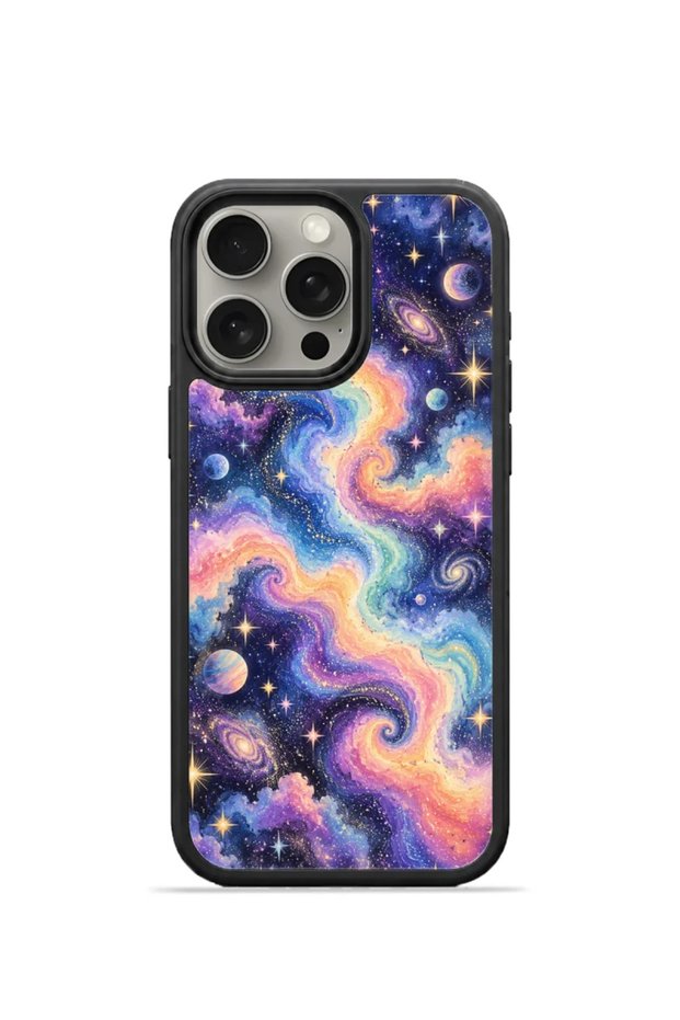 iPhone 15 Pro Max Vorian Black Hole Case, Purple Galaxy Design.