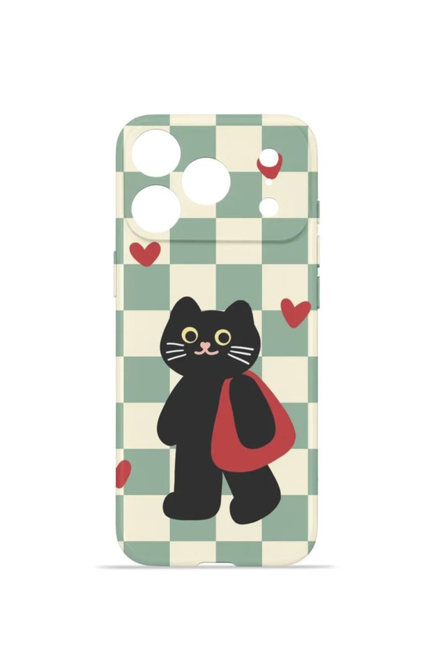 iPhone 17 Pro Vorian Camera Protective Case with Checkered Cat Design.
