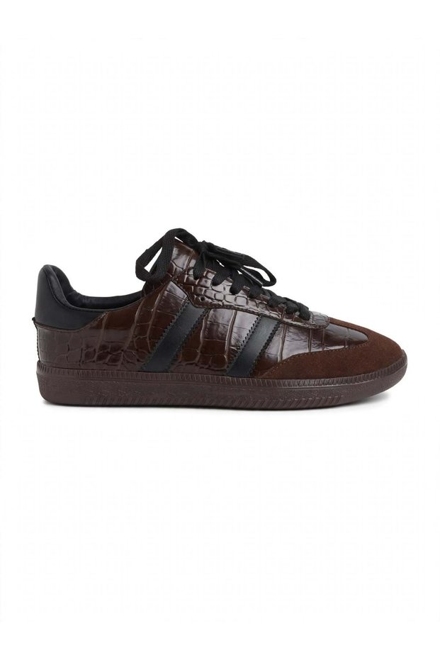 Run Women's Sneakers - Croco Pattern Suede Sports Shoes