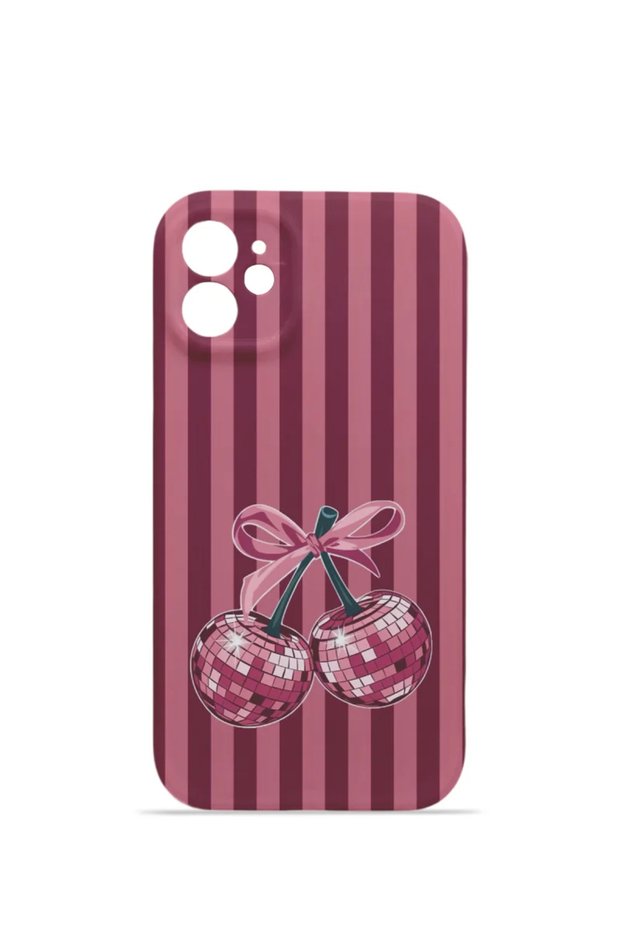 iPhone 12 Vorian Mika Camera Protective Case, Disco Cherry Stripes.