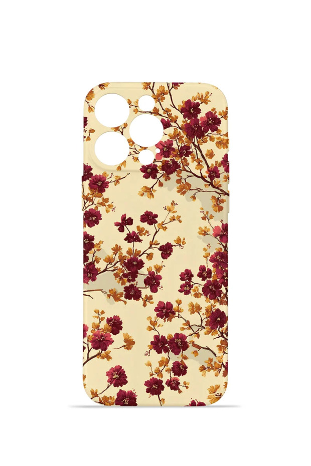 iPhone 12 Pro Vorian Camera Protective Case, Burgundy Wildflower Design.