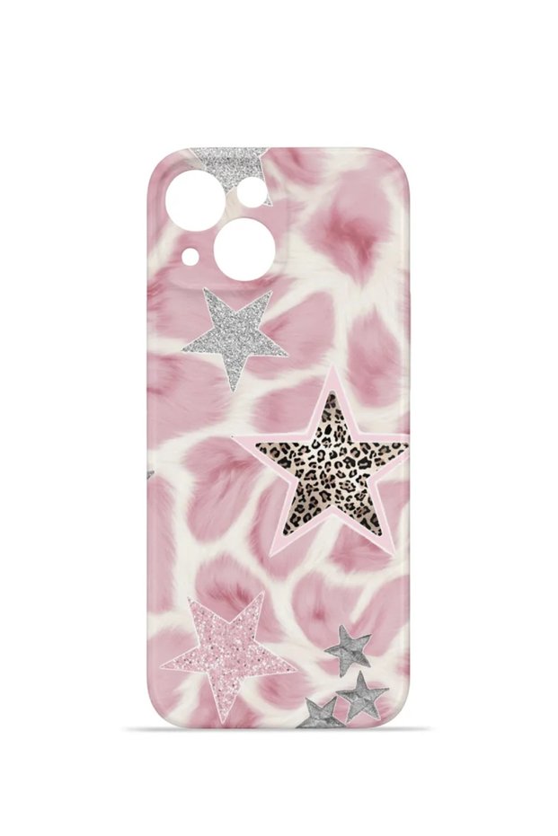 iPhone 14 Vorian Mika Camera Protective Case, Pink Satin Star Design.