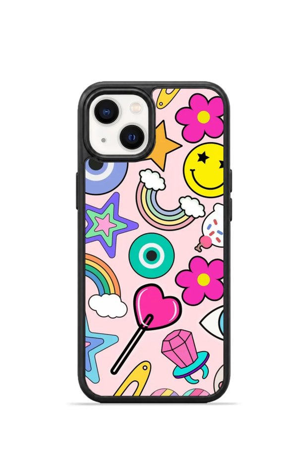 iPhone 14 Vorian Black Hole Case with Colorful Pop Art Stickers.