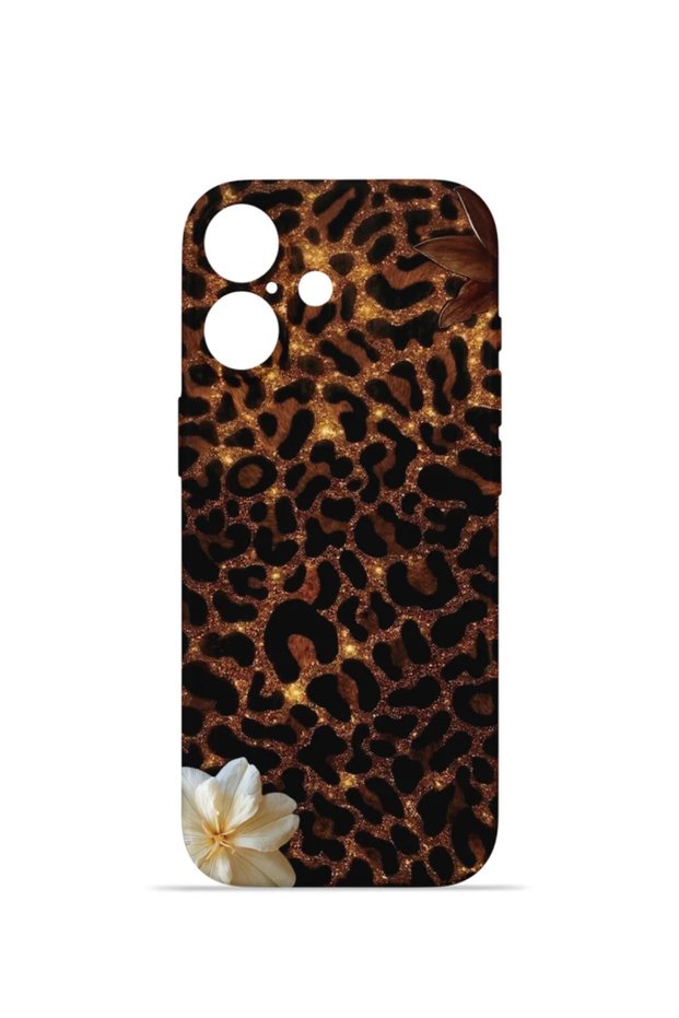 iPhone 16 Vorian Mika Camera Protective Case, Dark Leopard Flower Design.