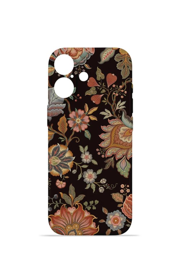iPhone 16 Plus Vorian Camera Protective Case, Dark Baroque Floral Design.