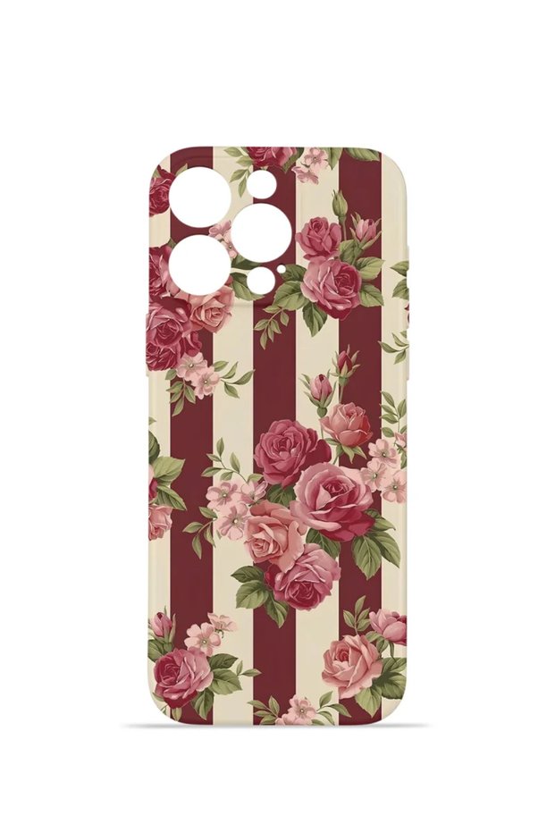 iPhone 16 Pro Max Vorian Camera Protective Case with Burgundy Rose Stripe.