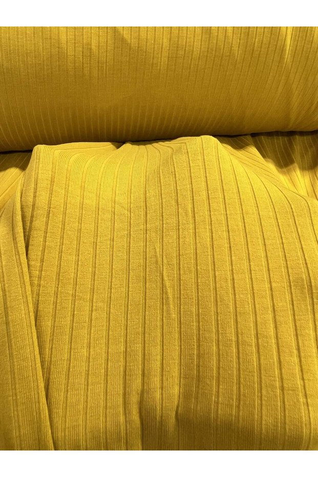 Mustard Yellow Drapey Stretchy Combed Viscose Knit Fabric