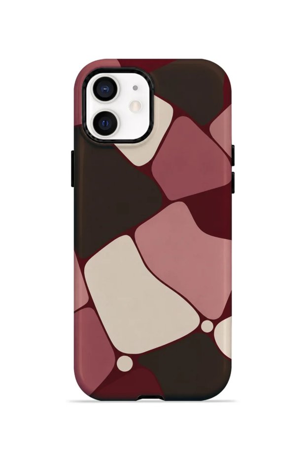 iPhone 12 Vorian Double-Layer Wine Mosaic Case