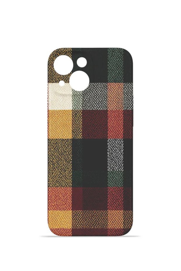 iPhone 14 Plus Vorian Camera Protective Case, Autumn Cottage Plaid Design.