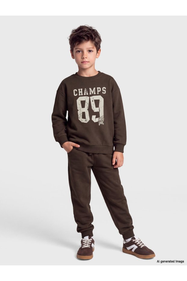 Rmz Gi̇yi̇m Farkiyla Printed Boys' Tracksuit Set