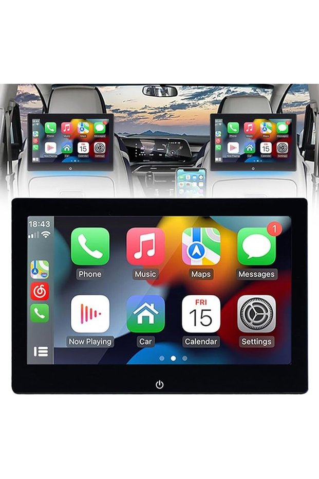 مشغل مسند الرأس مع وظيفة تحويل شعار السيارة، شاشة MP5 خارجية مقاس 10.1 بوصة، يدعم CarPlay/