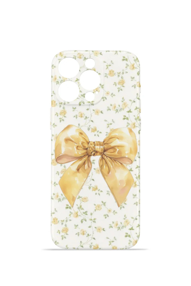 iPhone 14 Pro Vorian Camera Protective Case with Gold Floral Bow