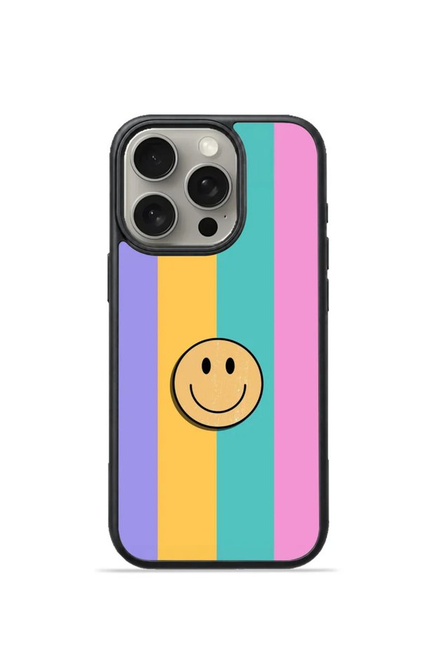 iPhone 16 Pro Max Vorian Black Hole Case, Pastel Rainbow Smile.