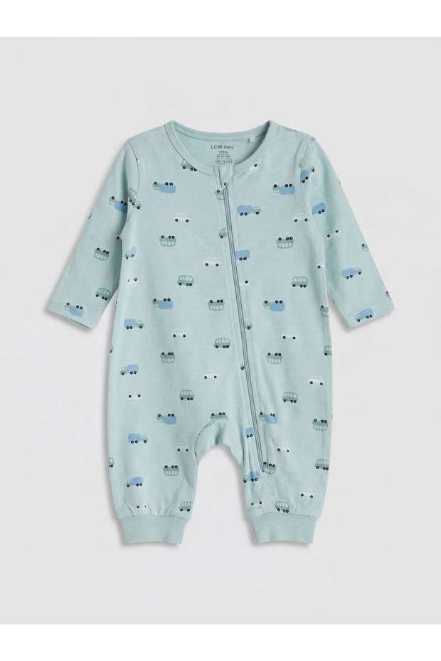 Lcw Baby Blue Patterned Baby Boy Romper