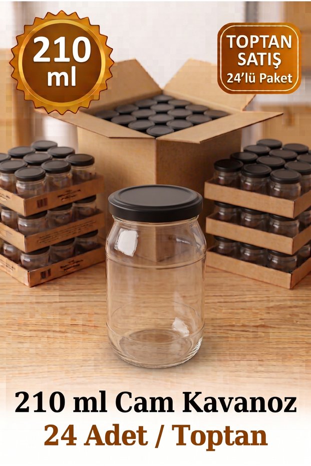 24-Piece Wholesale Multi-Purpose 210 Cc Metal-Lidded Glass Jars for Hacamat, Canning, Jam, Honey, Sauce, and Spices, Baby Food Jar Set, 210 Ml.