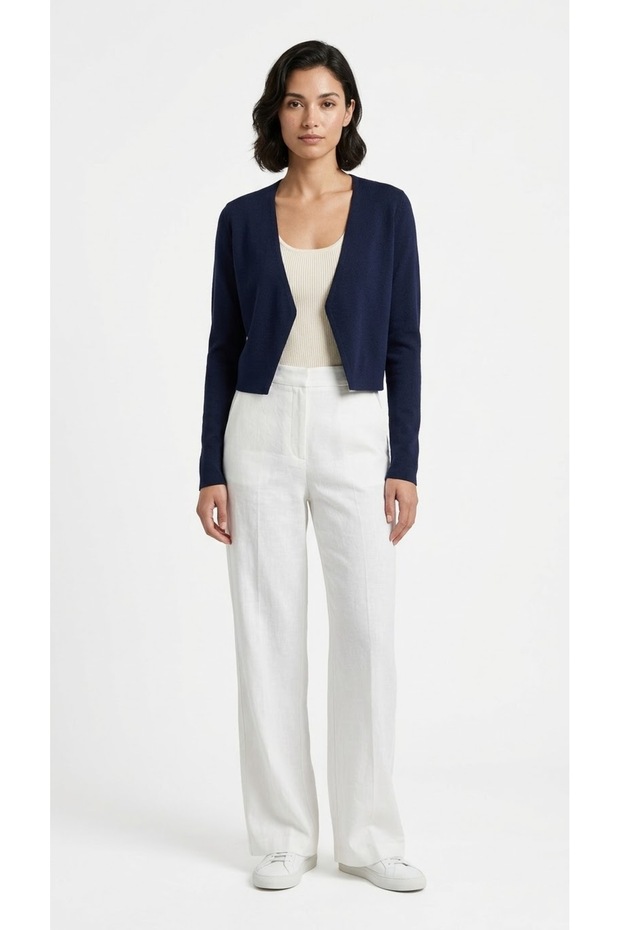 Women's Navy Blue Thin Knit Cardigan, Long Sleeve.