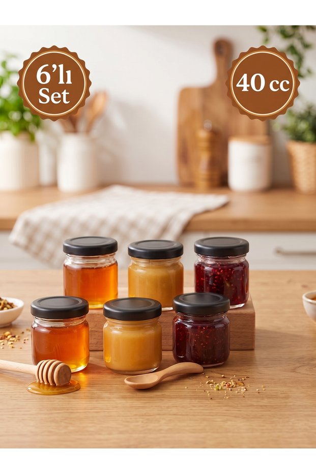 6-Piece Multi-Purpose 40 Cc Mini-Small Glass Jar Set with Metal Lids, for Baby Food, Wedding, Engagement, and Henna Candy – 40 Ml.