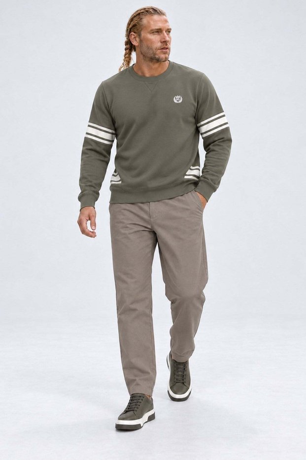 Men's Plus Size Crew Neck Duoflex Sweatshirt 26700 Khaki