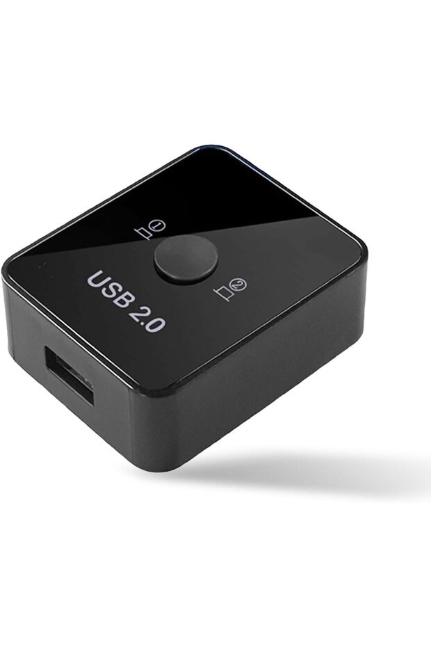 موزع USB 2.0 لمشاركة الطابعة، جهاز تحويل 2 في 1 يتيح لجهازين كمبيوتر مشاركة جهاز USB واحد - الفأرة، لوحة المفاتيح، الماسح الضوئي، الطابعة، وأجهزة USB الأخرى. (أسود)