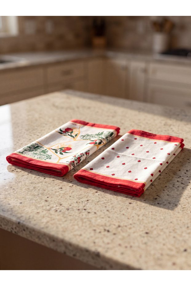 High-Quality Parts from Çelebi Store: Set of 2 Embroidered Drying Cloths, 40X50 Cm.