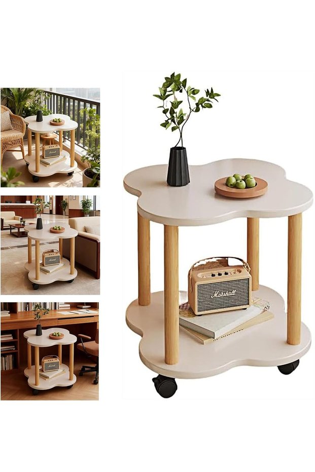 End Tables, طاولة قهوة, Flower Shape Side Table, Irregular-shaped tables with Open Shelf, Small End