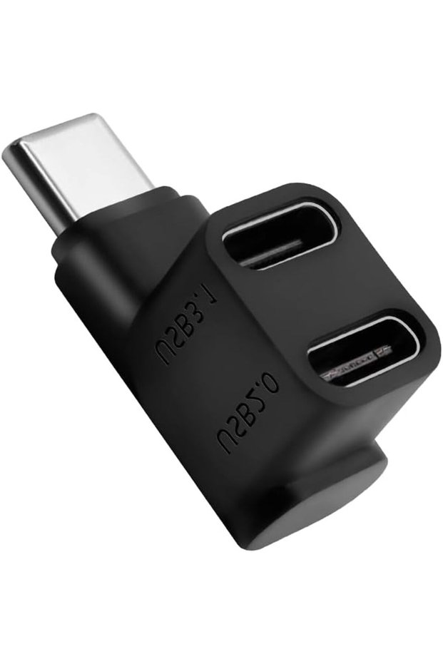 موزع USB من النوع C، 1 إلى 2 منفذ USB C 3.1 بزاوية 90 درجة ° محول زاوي، يدعم نقل البيانات بسرعة 10 جيجابت في الثانية، متوافق مع