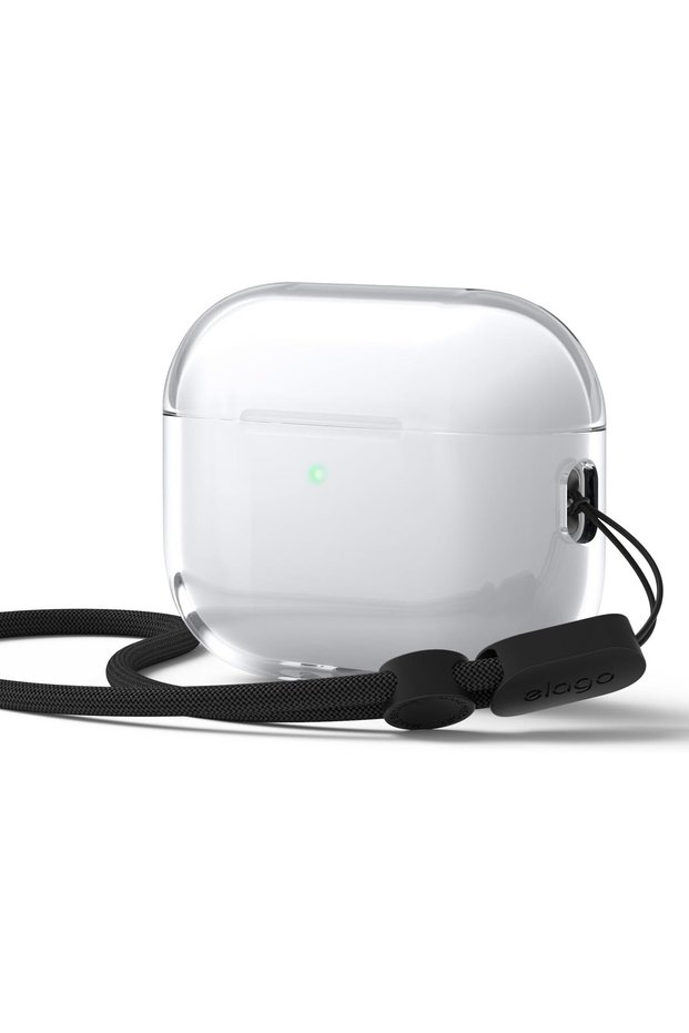 غطاء شفاف مصمم خصيصًا لسماعات AirPods Pro 3 (موديل 2025) مع حزام - شفاف.